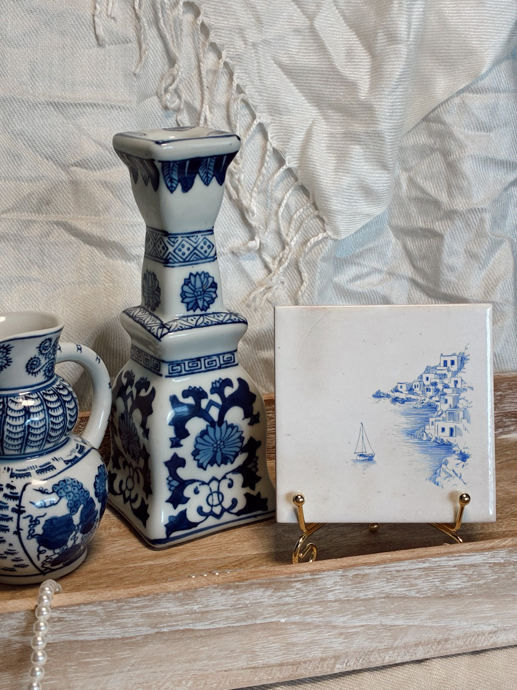 Personalized Blue & White Ceramic Tile Decor